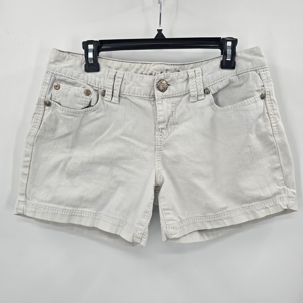 Maurices Shorts Womens 9/10 Denim Shorts‎ White Stretch Embroidered Pockets